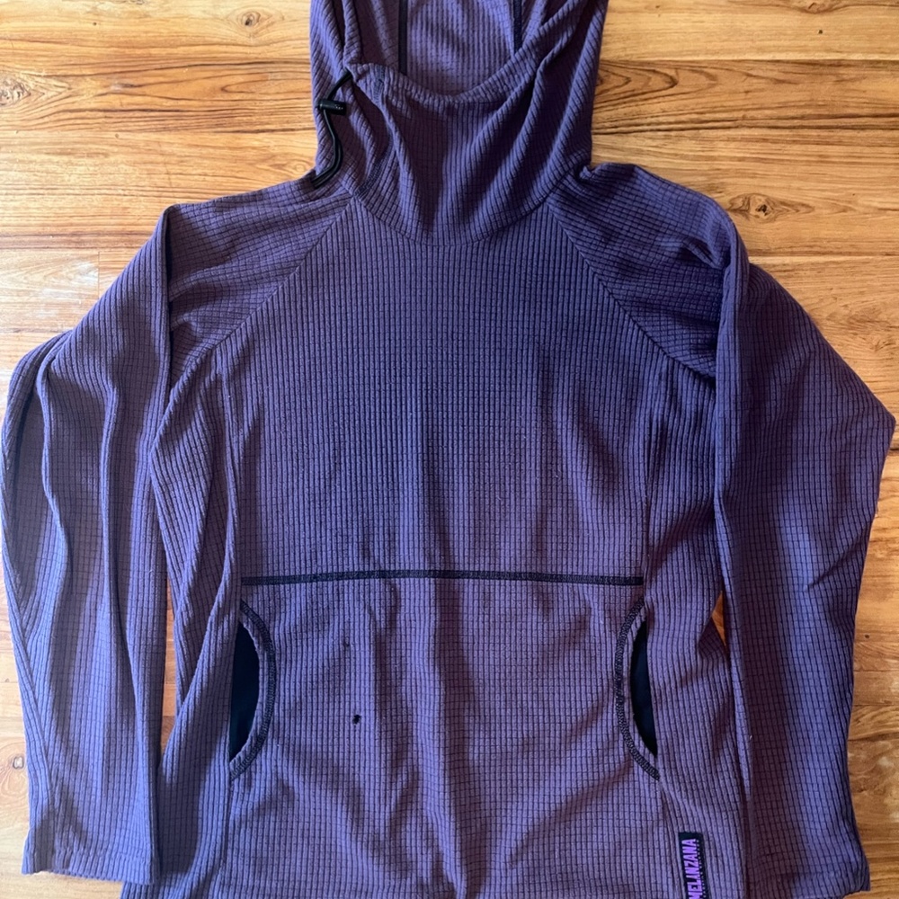 Melanzana Microgrid Hoodie in Purple / Size Medium